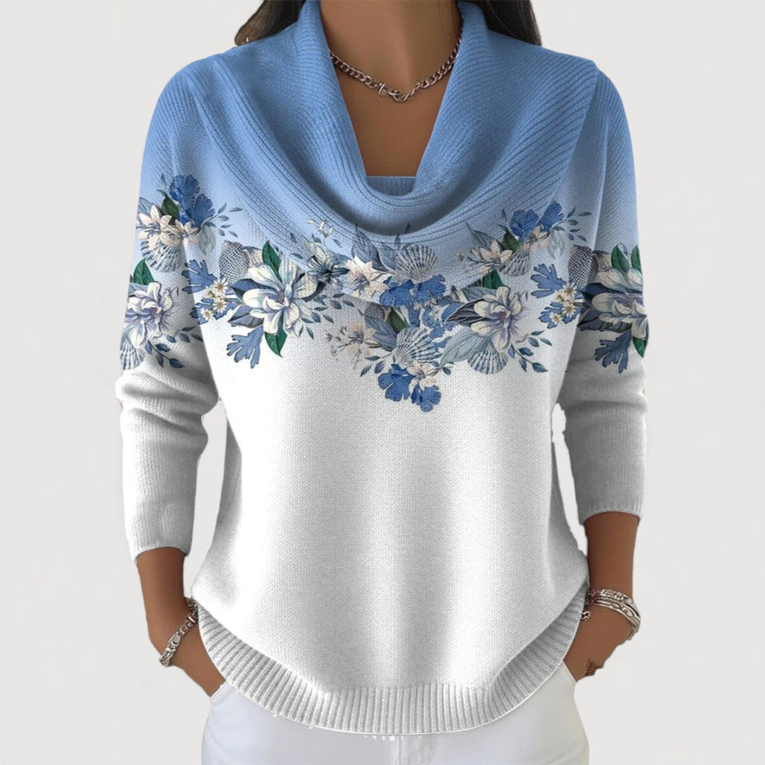 Aurora | Jersey floral de cuello alto