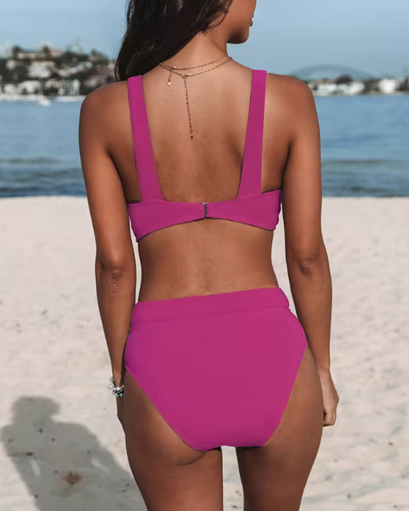 Hilary - Traje de baño de talle alto en un solo color.