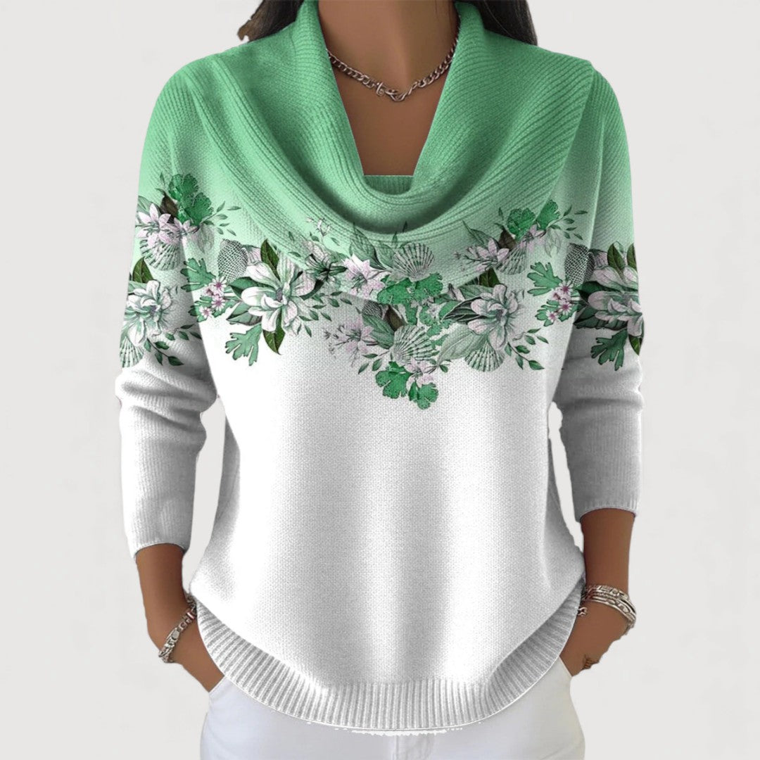 Aurora | Jersey floral de cuello alto
