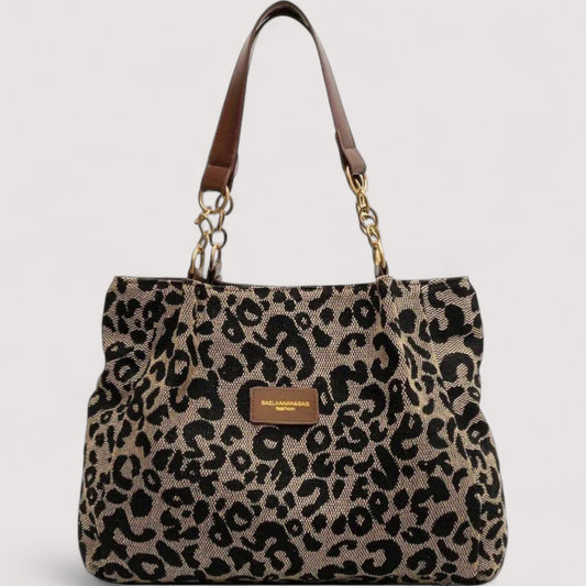 Lévrier – Bolso de la Compra de Lona con Estampado de Leopardo