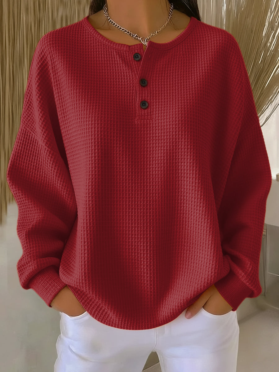 Miranda | Sudadera henley gofrada