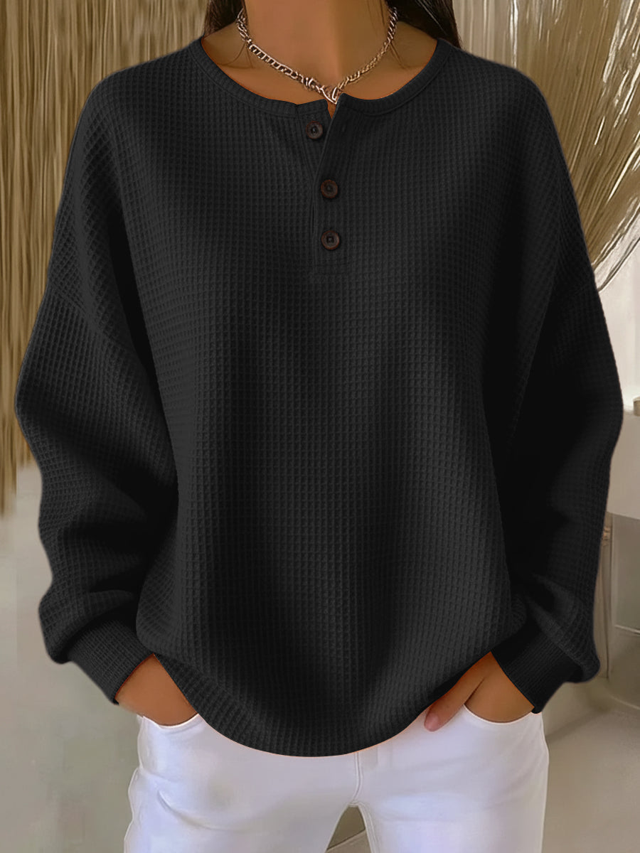 Miranda | Sudadera henley gofrada