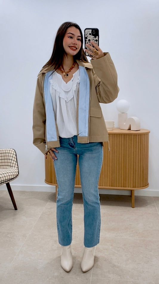 GABARDINA CORTA COMBINADA