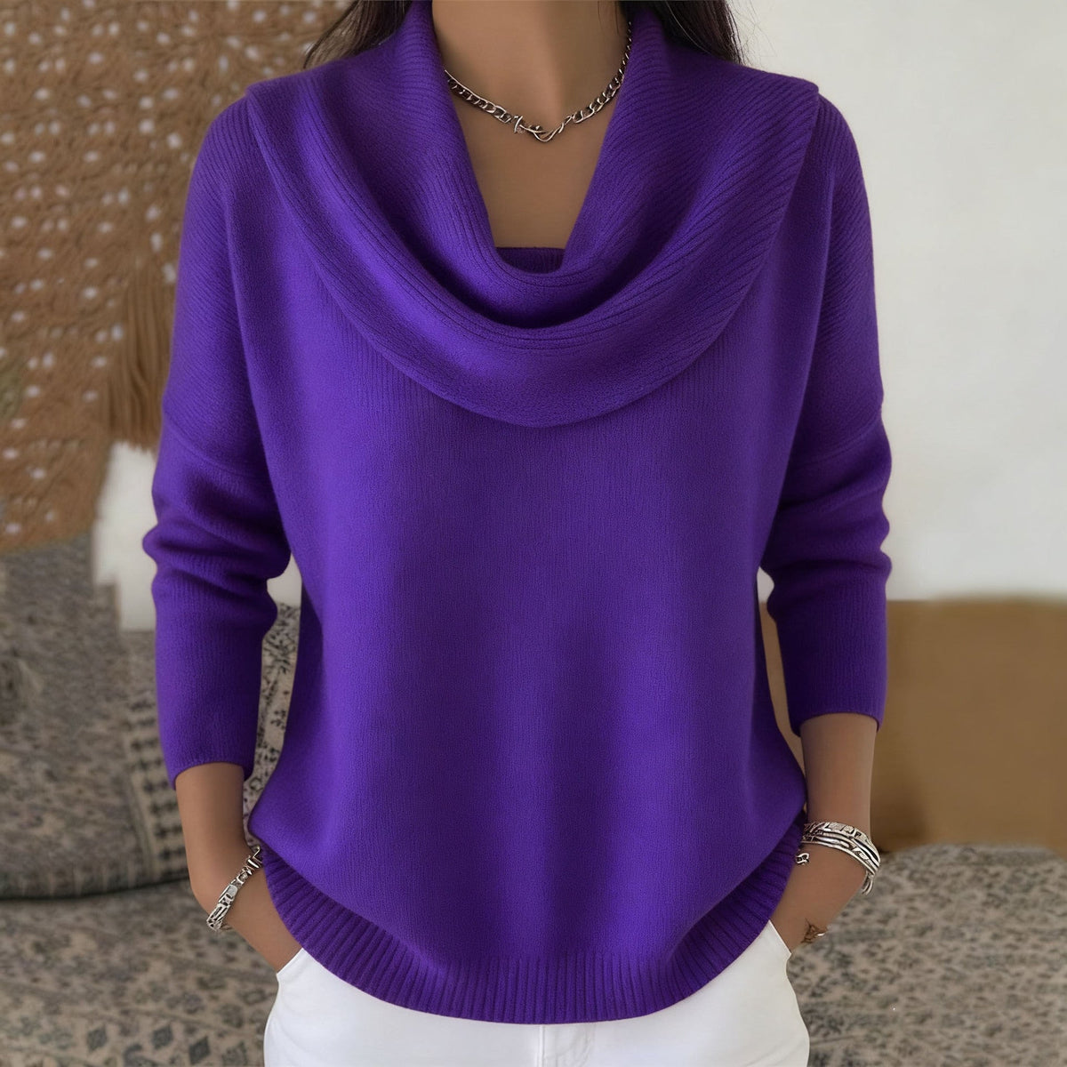 Iole | Jersey con cuello drapeado
