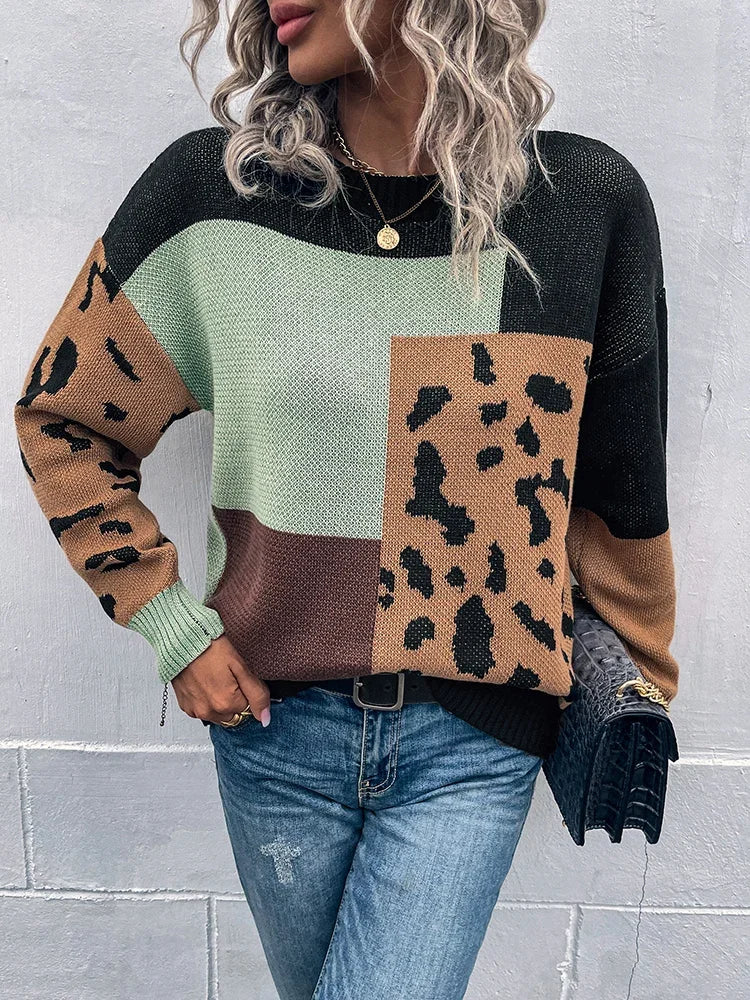 Le clair | Suéter vintage de retazos de leopardo
