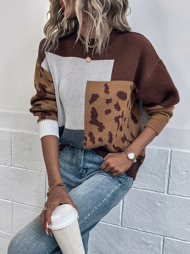 Le clair | Suéter vintage de retazos de leopardo