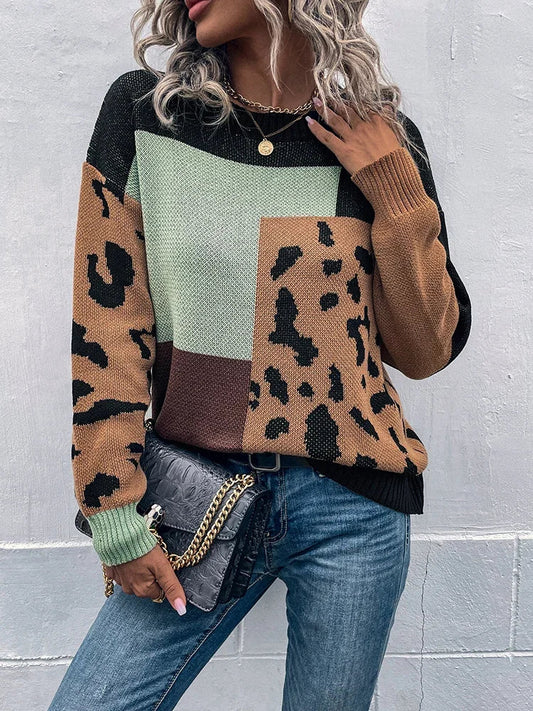Le clair | Suéter vintage de retazos de leopardo
