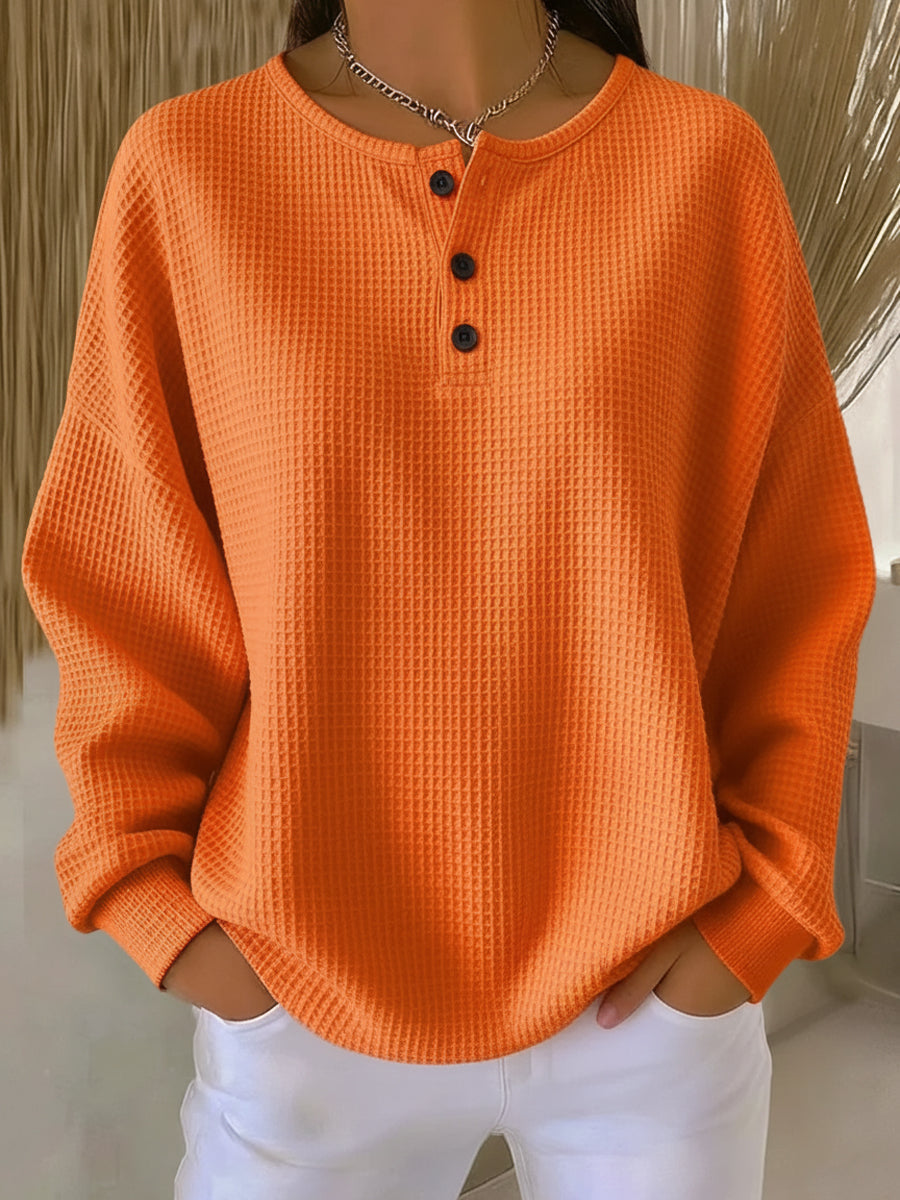 Miranda | Sudadera henley gofrada