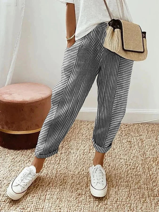 Kae | Pantalones de algodón a rayas