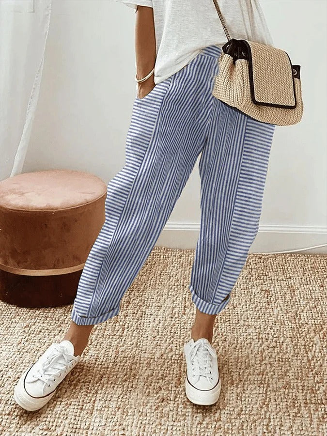 Kae | Pantalones de algodón a rayas