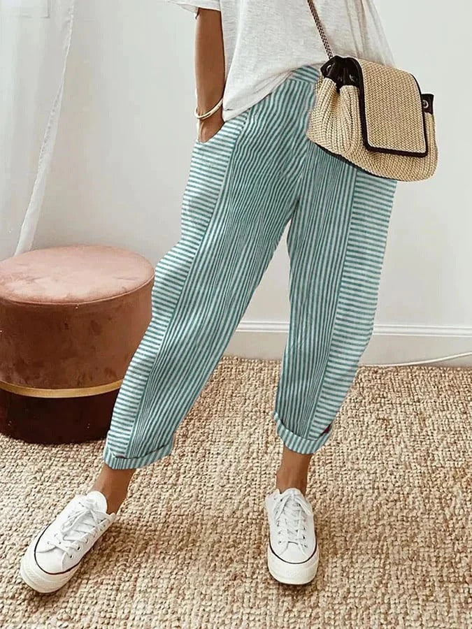 Kae | Pantalones de algodón a rayas