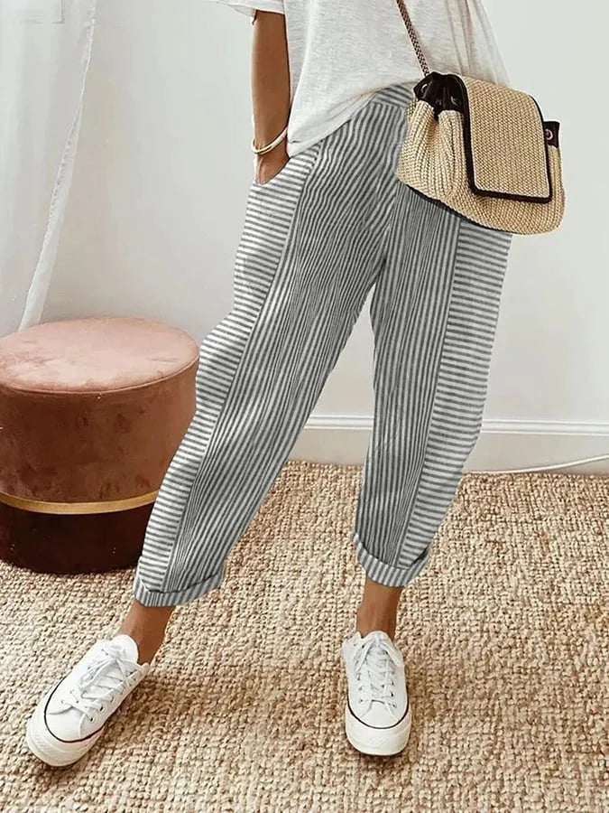 Kae | Pantalones de algodón a rayas