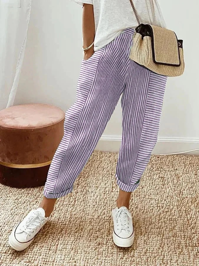 Kae | Pantalones de algodón a rayas