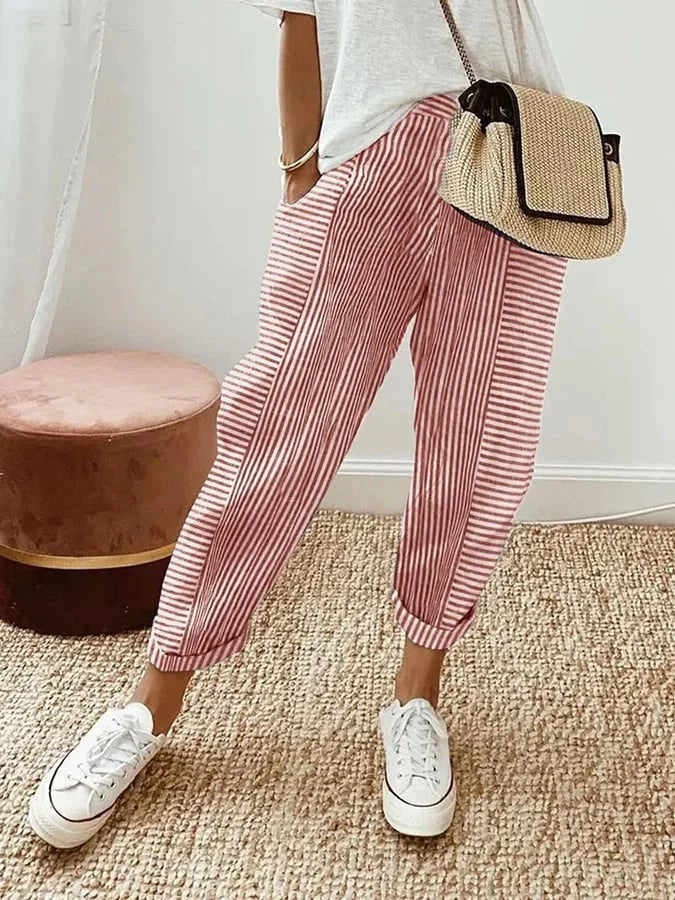 Kae | Pantalones de algodón a rayas